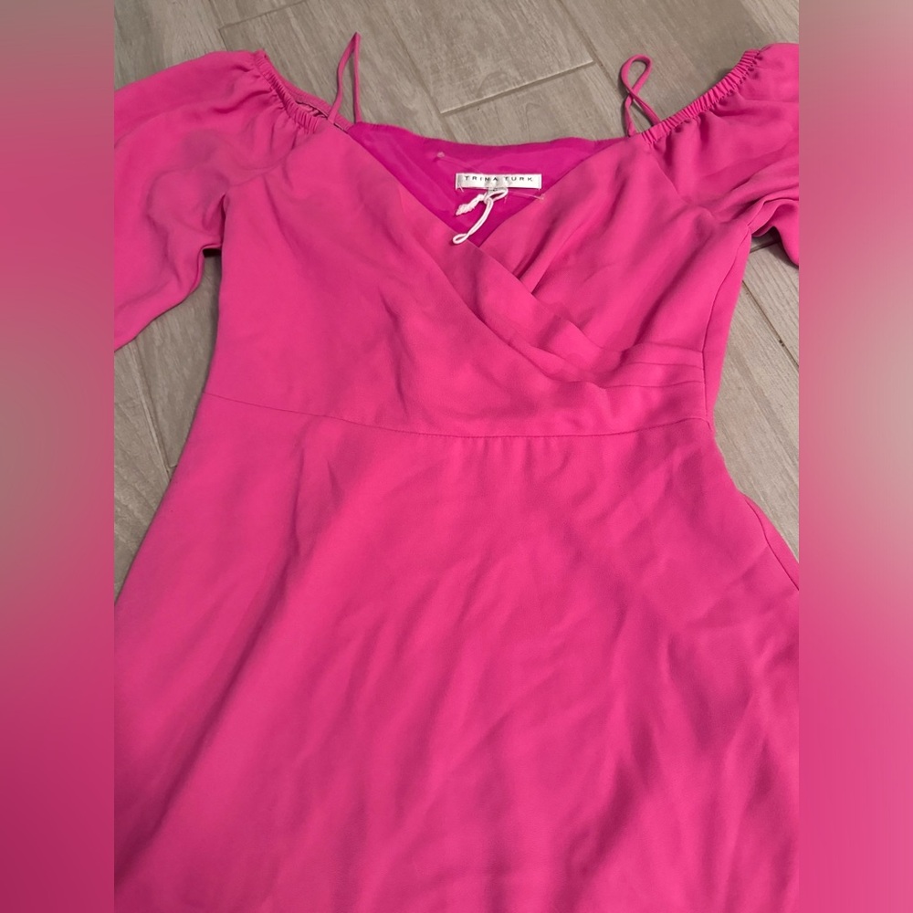 Trina Turk pink puff sleeves mini dress‎ - Picture 2 of 11